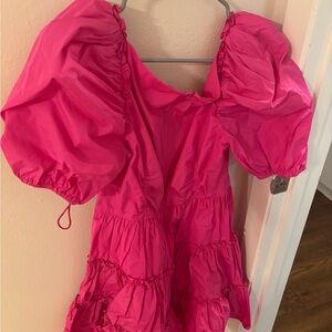 Cinq à Sept Fuchsia Puff Sleeve Dress